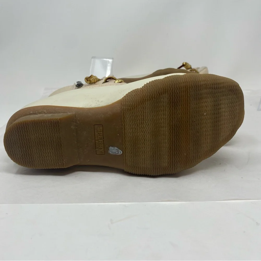 Sperry Saltwater Ivory Gold Waterproof Fleece Duck Boots Sz 6